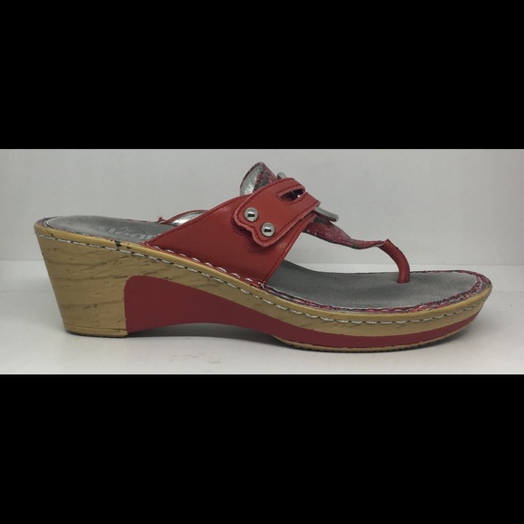 ALEGRIA RED THONG Women's Wedge SANDALS Sz 39 US 9 - Picture 1 of 8